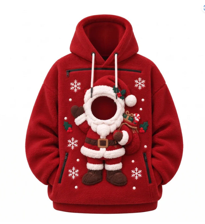 Sudadera navideña Papá Noel rojo con hueco para la cabecita de tu mascota