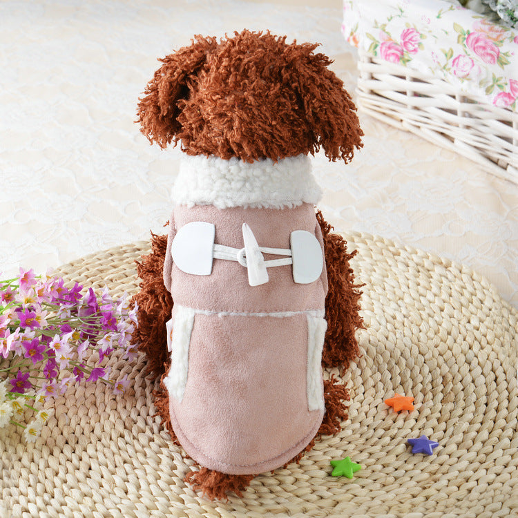 Abrigo efecto ante con borreguito para perro pequeño, color rosa (foto del fabricante)