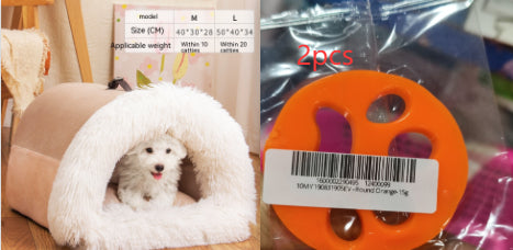Cama cueva de pelo largo para perro pequeño y gato, color marrón, modelo 1 (foto del fabricante)