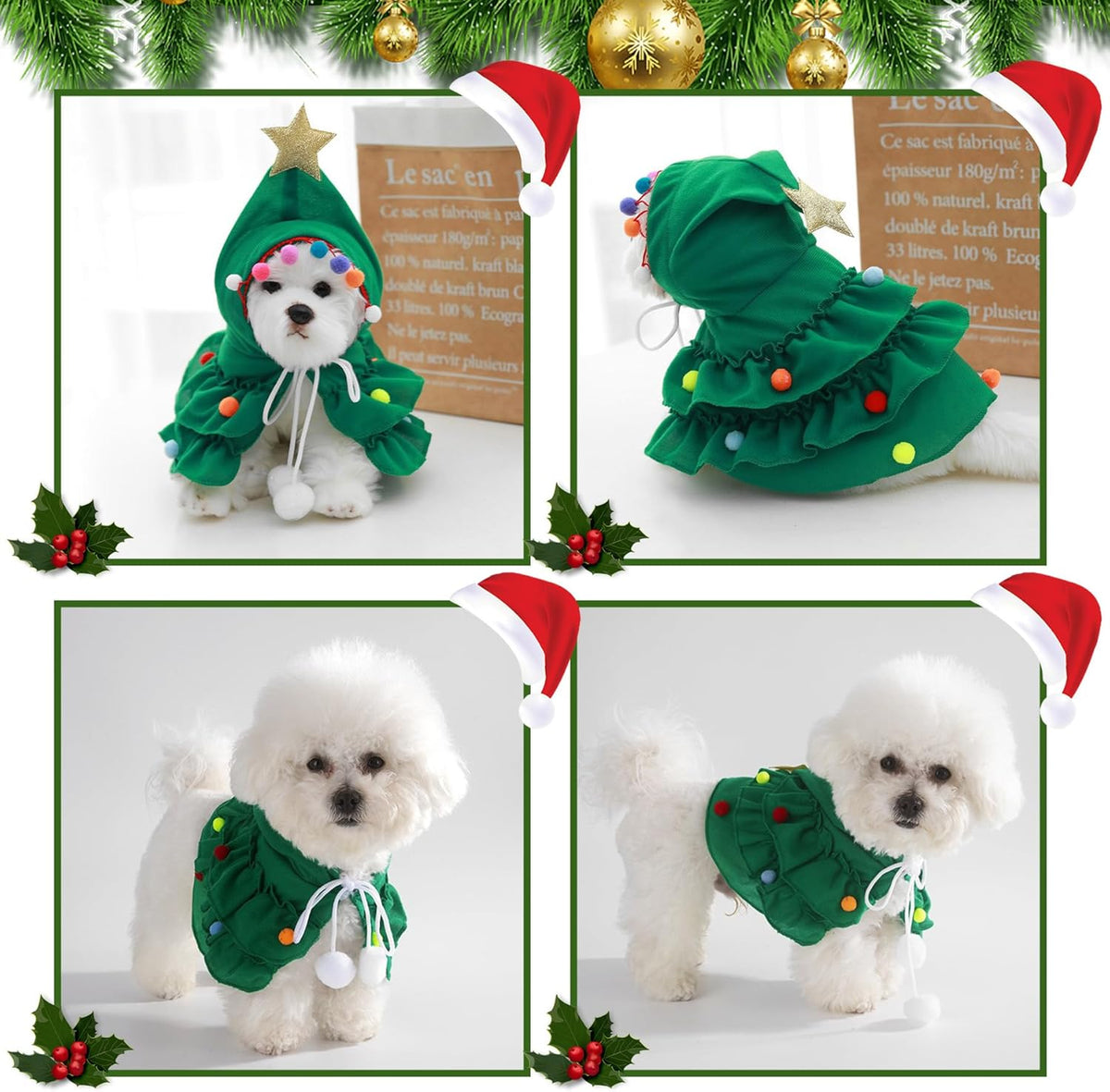Disfraz de árbol de Navidad con estrella para perro pequeño (foto del fabricante)