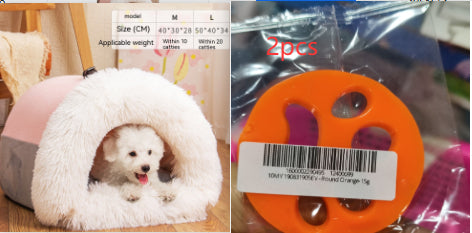 Cama cueva de pelo largo para perro pequeño y gato, color rosa, modelo 1 (foto del fabricante)