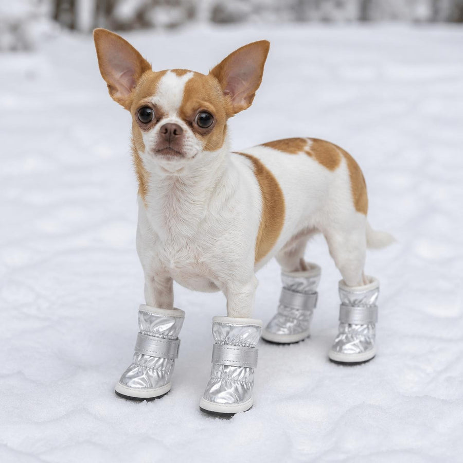 Paris, chihuahua, con las botitas de peluche (imagen creada con IA)