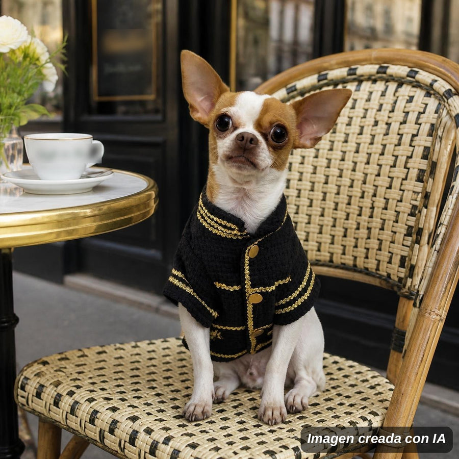 Paris, chihuahua, con la chaqueta de tweed (imagen creada con IA)